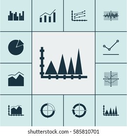 Set Of Graphs, Diagrams And Statistics Icons. Premium Quality Symbol Collection. Icons Can Be Used For Web, App And UI Design.