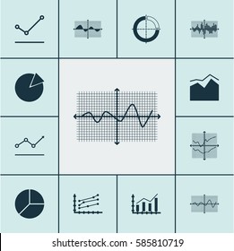 Set Of Graphs, Diagrams And Statistics Icons. Premium Quality Symbol Collection. Icons Can Be Used For Web, App And UI Design.