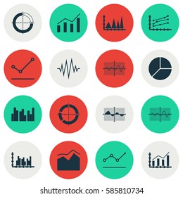 Set Of Graphs, Diagrams And Statistics Icons. Premium Quality Symbol Collection. Icons Can Be Used For Web, App And UI Design.