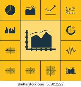 Set Of Graphs, Diagrams And Statistics Icons. Premium Quality Symbol Collection. Icons Can Be Used For Web, App And UI Design.