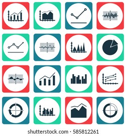 Set Of Graphs, Diagrams And Statistics Icons. Premium Quality Symbol Collection. Icons Can Be Used For Web, App And UI Design.