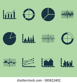 Set Of Graphs, Diagrams And Statistics Icons. Premium Quality Symbol Collection. Icons Can Be Used For Web, App And UI Design.