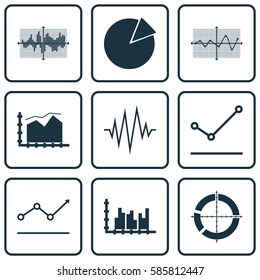 Set Of Graphs, Diagrams And Statistics Icons. Premium Quality Symbol Collection. Icons Can Be Used For Web, App And UI Design.