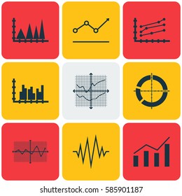 Set Of Graphs, Diagrams And Statistics Icons. Premium Quality Symbol Collection. Icons Can Be Used For Web, App And UI Design.