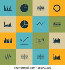 Set Of Graphs, Diagrams And Statistics Icons. Premium Quality Symbol Collection. Icons Can Be Used For Web, App And UI Design.