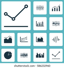 Set Of Graphs, Diagrams And Statistics Icons. Premium Quality Symbol Collection. Icons Can Be Used For Web, App And UI Design.