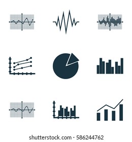 Set Of Graphs, Diagrams And Statistics Icons. Premium Quality Symbol Collection. Icons Can Be Used For Web, App And UI Design.