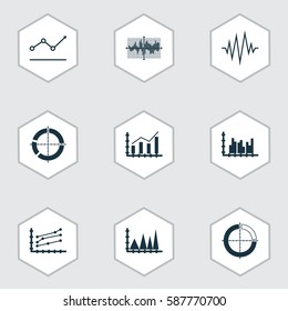Set Of Graphs, Diagrams And Statistics Icons. Premium Quality Symbol Collection. Icons Can Be Used For Web, App And UI Design.