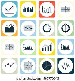 Set Of Graphs, Diagrams And Statistics Icons. Premium Quality Symbol Collection. Icons Can Be Used For Web, App And UI Design.