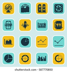 Set Of Graphs, Diagrams And Statistics Icons. Premium Quality Symbol Collection. Icons Can Be Used For Web, App And UI Design.