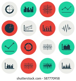 Set Of Graphs, Diagrams And Statistics Icons. Premium Quality Symbol Collection. Icons Can Be Used For Web, App And UI Design.