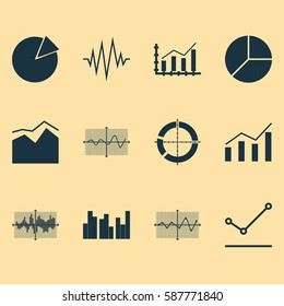 Set Of Graphs, Diagrams And Statistics Icons. Premium Quality Symbol Collection. Icons Can Be Used For Web, App And UI Design.
