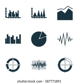 Set Of Graphs, Diagrams And Statistics Icons. Premium Quality Symbol Collection. Icons Can Be Used For Web, App And UI Design.