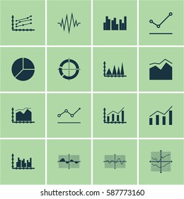 Set Of Graphs, Diagrams And Statistics Icons. Premium Quality Symbol Collection. Icons Can Be Used For Web, App And UI Design.