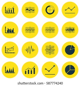 Set Of Graphs, Diagrams And Statistics Icons. Premium Quality Symbol Collection. Icons Can Be Used For Web, App And UI Design.