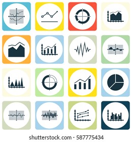 Set Of Graphs, Diagrams And Statistics Icons. Premium Quality Symbol Collection. Icons Can Be Used For Web, App And UI Design.