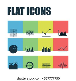 Set Of Graphs, Diagrams And Statistics Icons. Premium Quality Symbol Collection. Icons Can Be Used For Web, App And UI Design.