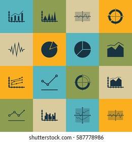 Set Of Graphs, Diagrams And Statistics Icons. Premium Quality Symbol Collection. Icons Can Be Used For Web, App And UI Design.