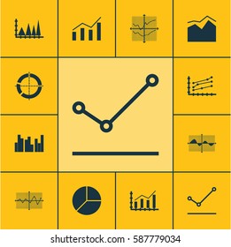 Set Of Graphs, Diagrams And Statistics Icons. Premium Quality Symbol Collection. Icons Can Be Used For Web, App And UI Design.