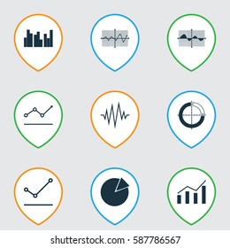 Set Of Graphs, Diagrams And Statistics Icons. Premium Quality Symbol Collection. Icons Can Be Used For Web, App And UI Design.