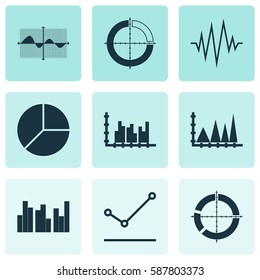 Set Of Graphs, Diagrams And Statistics Icons. Premium Quality Symbol Collection. Icons Can Be Used For Web, App And UI Design.