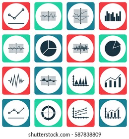 Set Of Graphs, Diagrams And Statistics Icons. Premium Quality Symbol Collection. Icons Can Be Used For Web, App And UI Design.