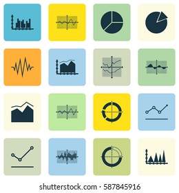 Set Of Graphs, Diagrams And Statistics Icons. Premium Quality Symbol Collection. Icons Can Be Used For Web, App And UI Design.