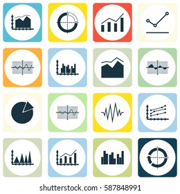 Set Of Graphs, Diagrams And Statistics Icons. Premium Quality Symbol Collection. Icons Can Be Used For Web, App And UI Design.