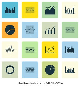 Set Of Graphs, Diagrams And Statistics Icons. Premium Quality Symbol Collection. Icons Can Be Used For Web, App And UI Design.