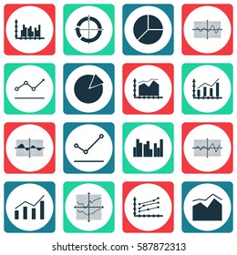 Set Of Graphs, Diagrams And Statistics Icons. Premium Quality Symbol Collection. Icons Can Be Used For Web, App And UI Design.