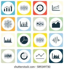 Set Of Graphs, Diagrams And Statistics Icons. Premium Quality Symbol Collection. Icons Can Be Used For Web, App And UI Design.