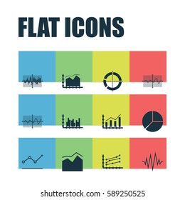 Set Of Graphs, Diagrams And Statistics Icons. Premium Quality Symbol Collection. Icons Can Be Used For Web, App And UI Design.
