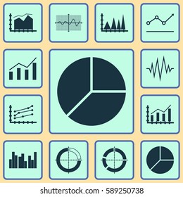 Set Of Graphs, Diagrams And Statistics Icons. Premium Quality Symbol Collection. Icons Can Be Used For Web, App And UI Design.