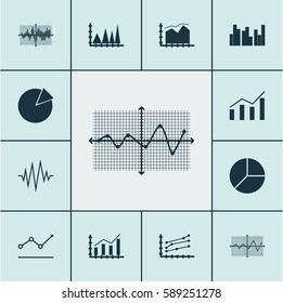 Set Of Graphs, Diagrams And Statistics Icons. Premium Quality Symbol Collection. Icons Can Be Used For Web, App And UI Design.