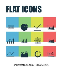 Set Of Graphs, Diagrams And Statistics Icons. Premium Quality Symbol Collection. Icons Can Be Used For Web, App And UI Design.