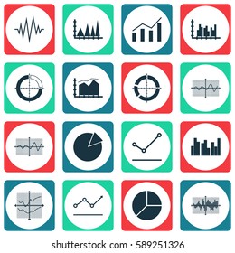 Set Of Graphs, Diagrams And Statistics Icons. Premium Quality Symbol Collection. Icons Can Be Used For Web, App And UI Design.