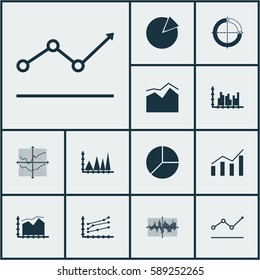 Set Of Graphs, Diagrams And Statistics Icons. Premium Quality Symbol Collection. Icons Can Be Used For Web, App And UI Design.