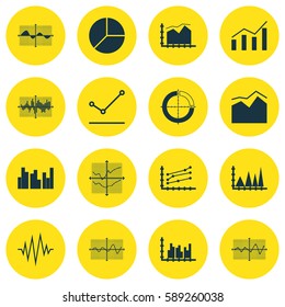 Set Of Graphs, Diagrams And Statistics Icons. Premium Quality Symbol Collection. Icons Can Be Used For Web, App And UI Design.
