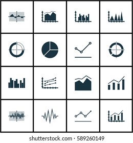 Set Of Graphs, Diagrams And Statistics Icons. Premium Quality Symbol Collection. Icons Can Be Used For Web, App And UI Design.
