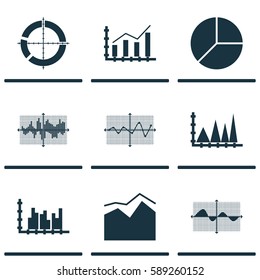 Set Of Graphs, Diagrams And Statistics Icons. Premium Quality Symbol Collection. Icons Can Be Used For Web, App And UI Design.