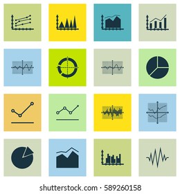 Set Of Graphs, Diagrams And Statistics Icons. Premium Quality Symbol Collection. Icons Can Be Used For Web, App And UI Design.