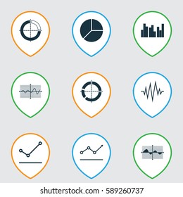 Set Of Graphs, Diagrams And Statistics Icons. Premium Quality Symbol Collection. Icons Can Be Used For Web, App And UI Design.