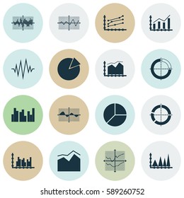 Set Of Graphs, Diagrams And Statistics Icons. Premium Quality Symbol Collection. Icons Can Be Used For Web, App And UI Design.