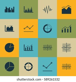 Set Of Graphs, Diagrams And Statistics Icons. Premium Quality Symbol Collection. Icons Can Be Used For Web, App And UI Design.