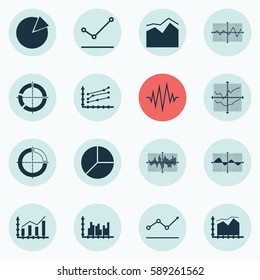 Set Of Graphs, Diagrams And Statistics Icons. Premium Quality Symbol Collection. Icons Can Be Used For Web, App And UI Design.