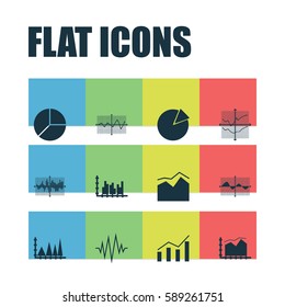 Set Of Graphs, Diagrams And Statistics Icons. Premium Quality Symbol Collection. Icons Can Be Used For Web, App And UI Design.
