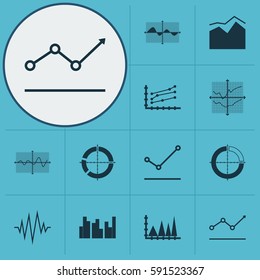 Set Of Graphs, Diagrams And Statistics Icons. Premium Quality Symbol Collection. Icons Can Be Used For Web, App And UI Design.