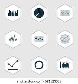 Set Of Graphs, Diagrams And Statistics Icons. Premium Quality Symbol Collection. Icons Can Be Used For Web, App And UI Design.