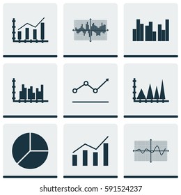 Set Of Graphs, Diagrams And Statistics Icons. Premium Quality Symbol Collection. Icons Can Be Used For Web, App And UI Design.