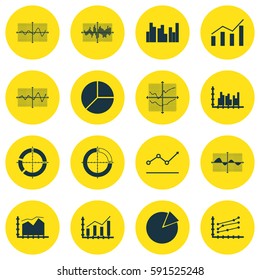 Set Of Graphs, Diagrams And Statistics Icons. Premium Quality Symbol Collection. Icons Can Be Used For Web, App And UI Design.